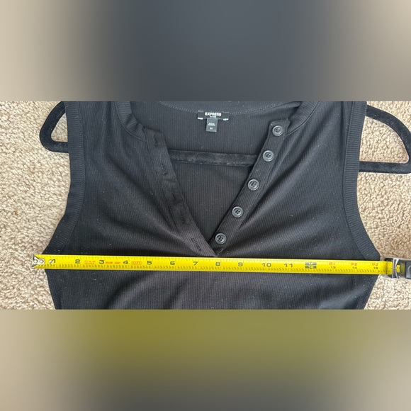 Express Black Ribbed Maxi Dress Sleeveless Button V-Neck Size XS - Picture 7 of 7